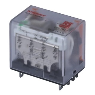 RS PRO Power Relay 24V dc Coil 10A Switching Current 4PDT 300W Coil Power 41.5x28x36.5mm 121-7821