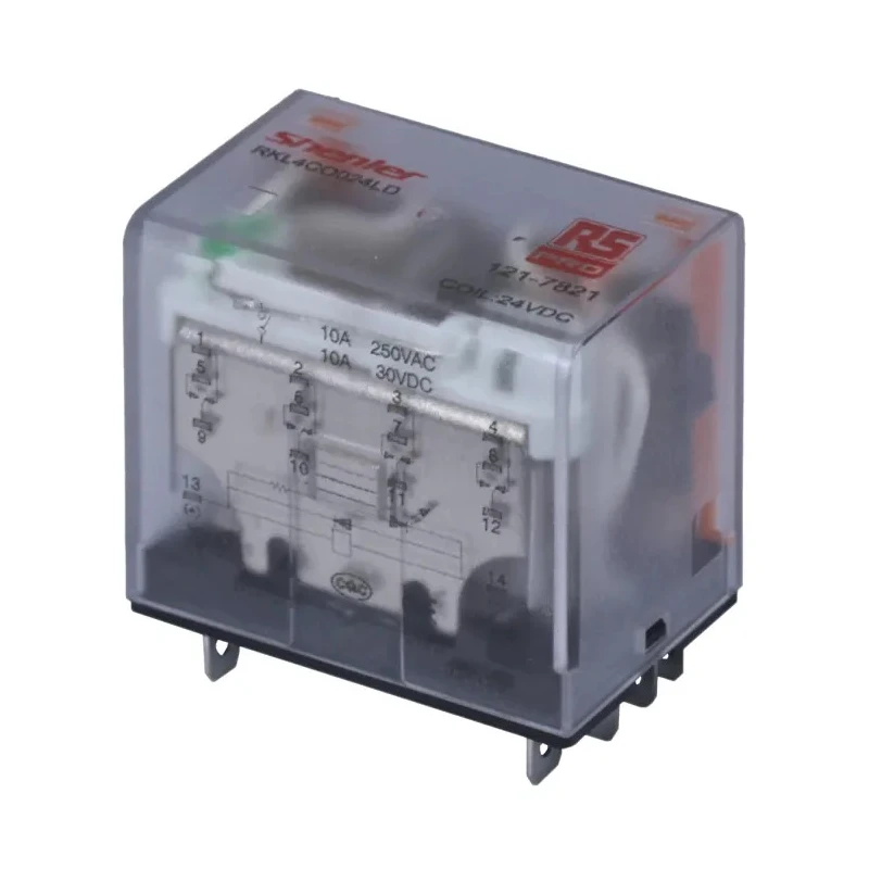 RS PRO Power Relay 24V dc Coil 10A Switching Current 4PDT 300W Coil Power 41.5x28x36.5mm 121-7821