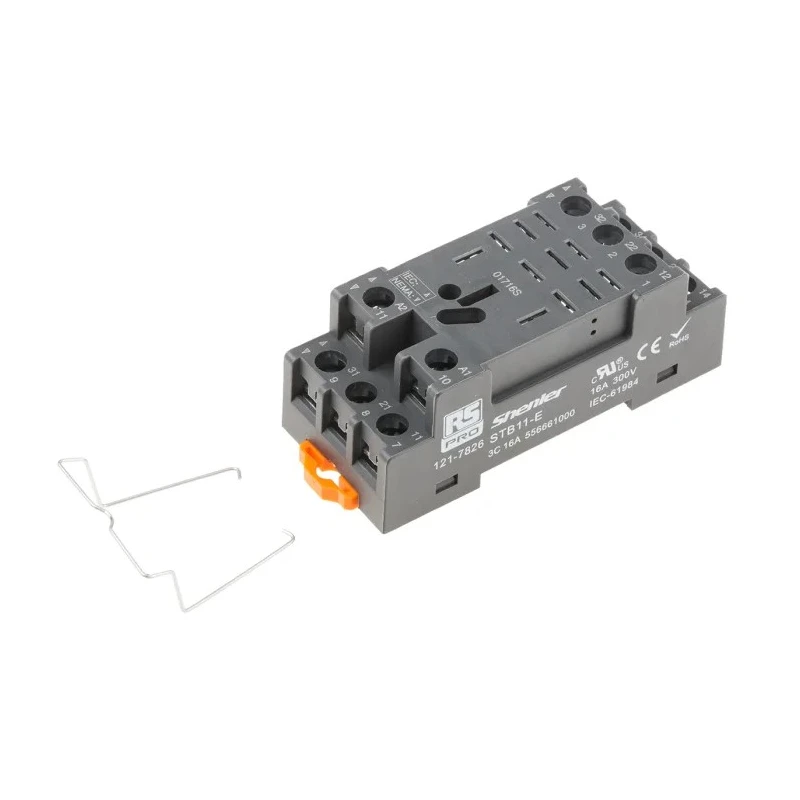 RS PRO 11 Way 300V DIN Rail Relay Socket for RS PRO RKL Relays 3PDT Model 121-7826