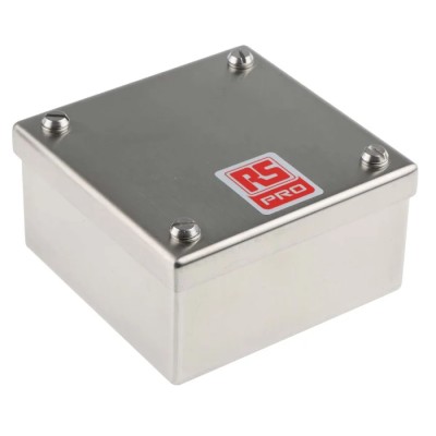 RS PRO Satin 304 Stainless Steel Adaptable Enclosure Box 100 mm x 100 mm x 50 mm 121-9691