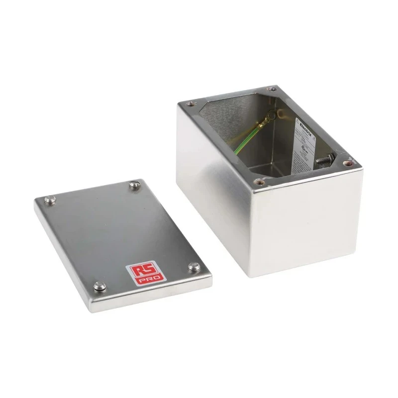 RS Pro Satin 304 Stainless Steel Adaptable Enclosure Box 160mm x 100mm x 85mm 121-9694