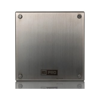 RS PRO Satin 304 Stainless Steel Adaptable Enclosure Box 160mm x 160mm x 85mm 121-9696