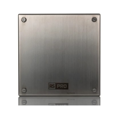 RS PRO Satin 304 Stainless Steel Adaptable Enclosure Box 160mm x 160mm x 85mm 121-9696