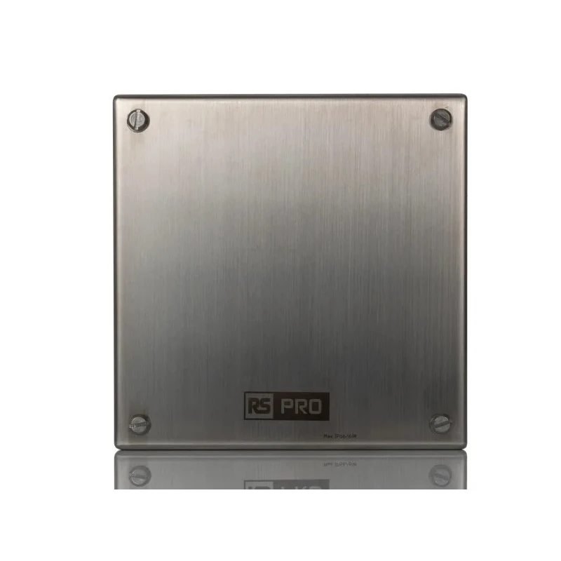 RS PRO Satin 304 Stainless Steel Adaptable Enclosure Box 160mm x 160mm x 85mm 121-9696