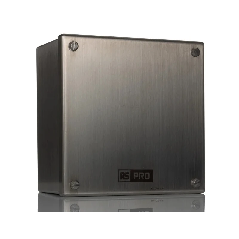 RS PRO Satin 304 Stainless Steel Adaptable Enclosure Box 160mm x 160mm x 85mm 121-9696