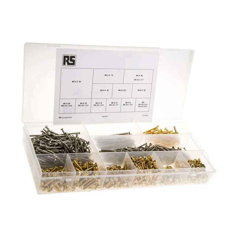 RS PRO Steel and Brass 1250 Piece Slot Drive Nut and Washer Kit 100-226
