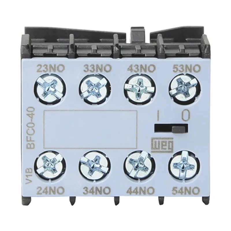 WEG Auxiliary Contact Block, 4 Contact, 4 NO, Front Mount, 10 A, 690V AC, BFCA-40