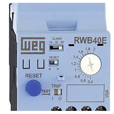 WEG Thermal Overload Relay RW_E Series 2A F.L.C, 0.07W, 1 NO/1 NC, DIN Rail Mount RWB40E-3-A4U002