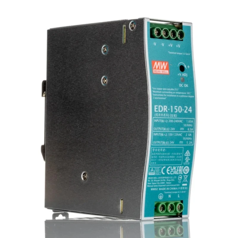 MEAN WELL EDR Switched Mode DIN Rail Power Supply 264V AC Input 28V DC, 6.5 A Output DC 150 W EDR-150-24