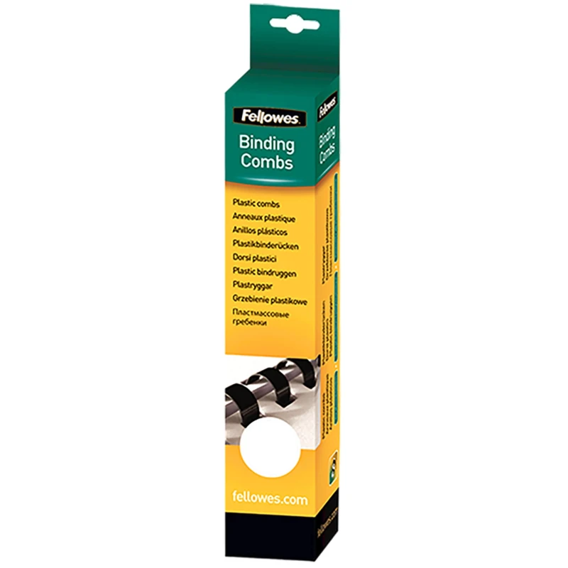 Fellowes White Plastic A4 Binding Comb 8 mm Diameter Coil 25 Per Pack 5330403