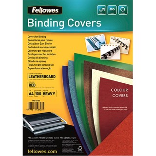Fellowes Red A4 Binding Cover, FSC Certified Leathergrain, 250gsm Paperboard, Pack of 100 5370305