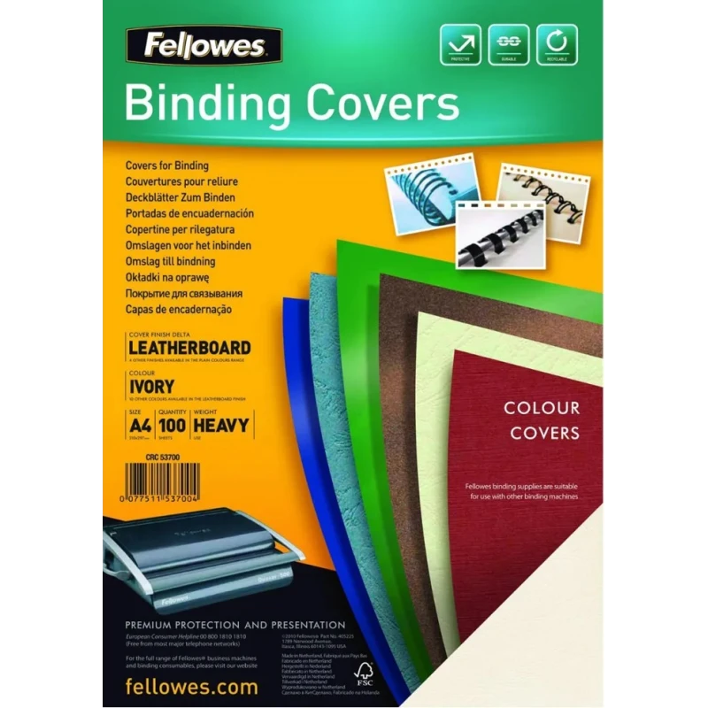 Fellowes Ivory A4 Binding Cover FSC Certified 250gsm Heavy Weight Paperboard 5370004