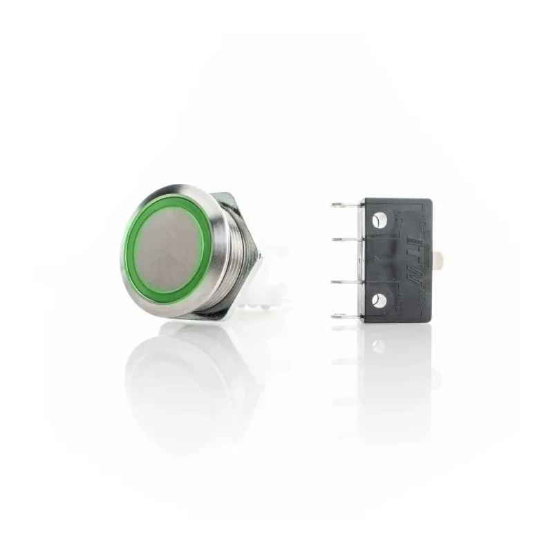 ITW Switches Illuminated Push Button Switch, Latching, Panel Mount, 19.6 mm Cutout, SPDT, Green LED, IP67, 250 V H48M-212G