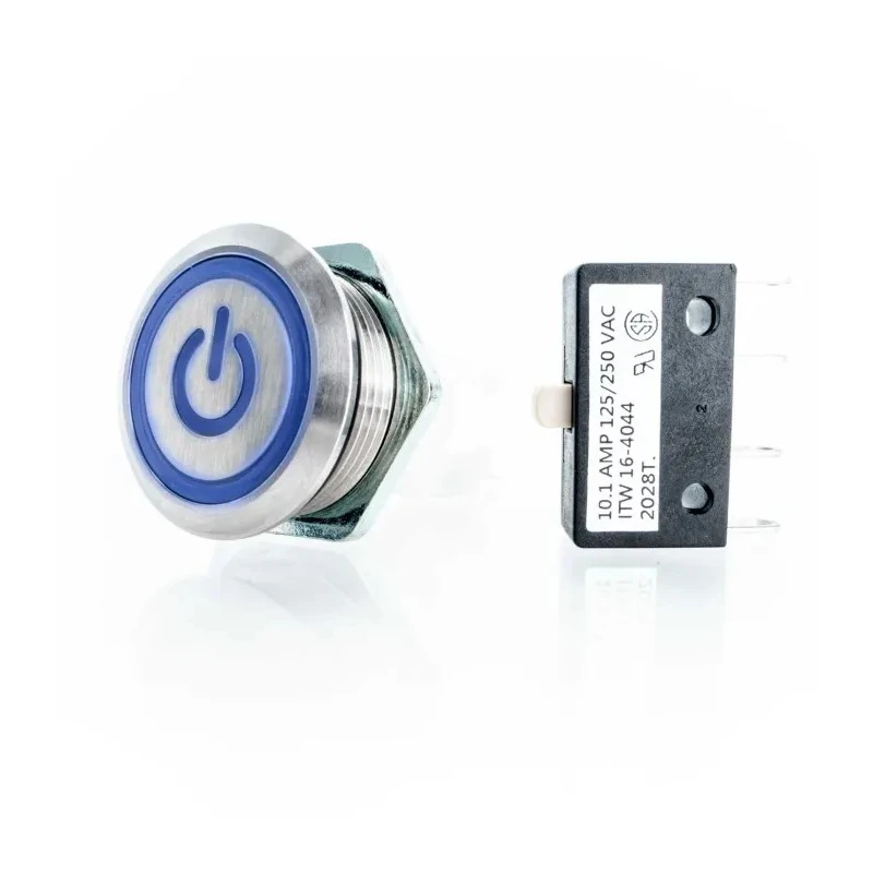 ITW Switches H48M Series Illuminated Push Button Switch, Latching, Panel Mount, 19.6 mm Cutout, SPDT Contact, Blue H48M-213B