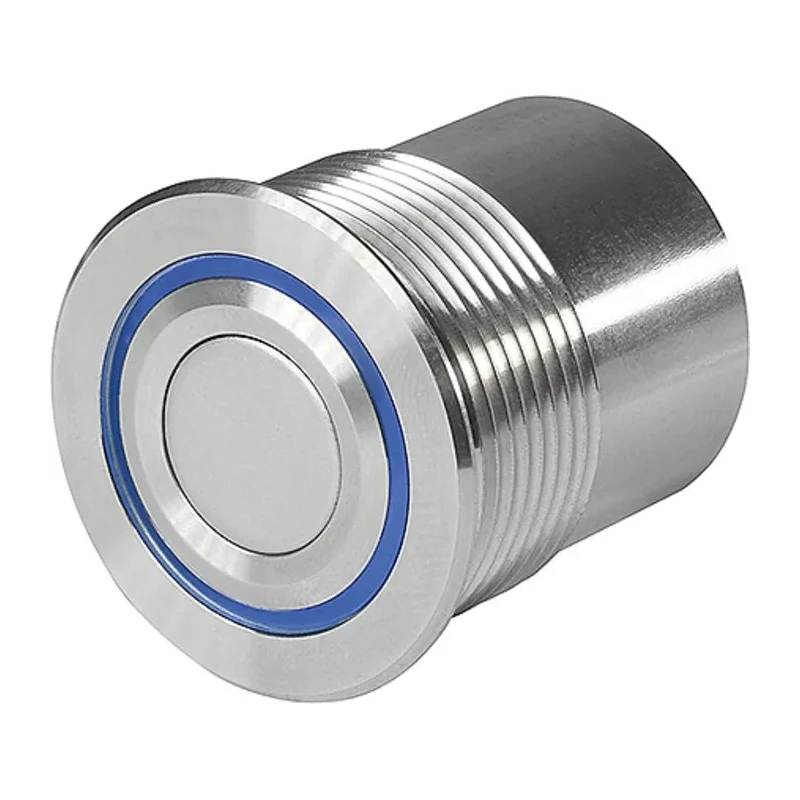 Schurter Illuminated Push Button Switch Panel Mount Momentary Flush Actuator Silver RGB LED 30 mm Cutout SPST MCS 1241.6456