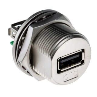 RS PRO USB Connector Panel Mount Panel Female Straight Orientation 1 Port USB Type A 1.5A 500V 122-3021