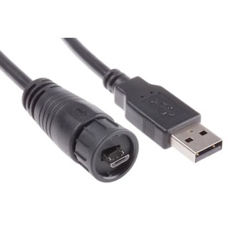 RS PRO USB Cable Male Micro USB Type B to Male USB Type A Black 2 m 122-3018