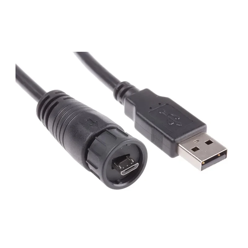 RS PRO USB Cable Male Micro USB Type B to Male USB Type A Black 2 m 122-3018