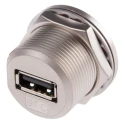RS PRO Straight Panel Mount Female USB Type A Connector IP68 Rated 1 Port 500V 1.5A 122-3022