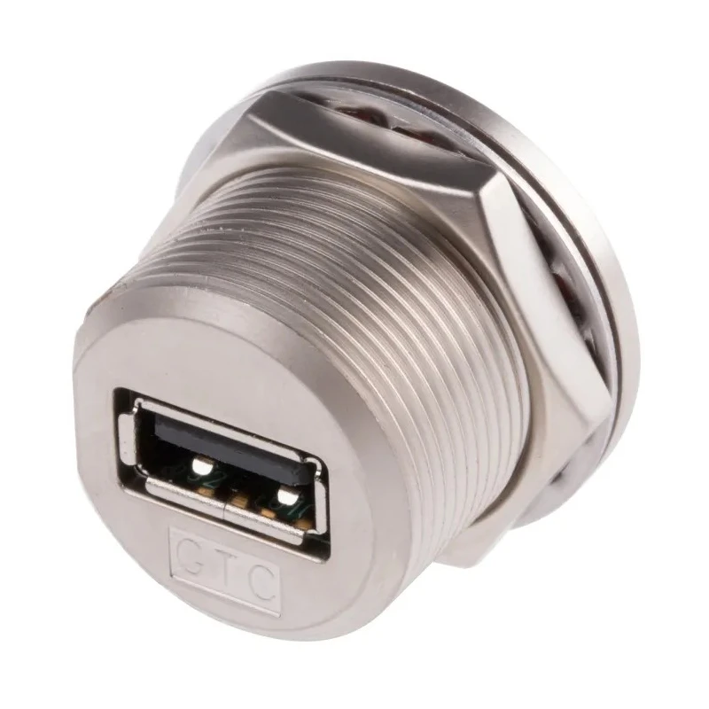 RS PRO Straight Panel Mount Female USB Type A Connector IP68 Rated 1 Port 500V 1.5A 122-3022