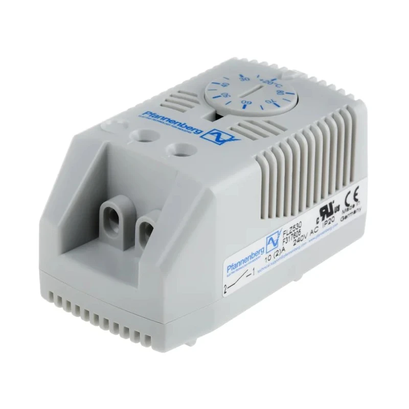 Pfannenberg FLZ NO Enclosure Thermostat, 120, 240V AC, 20 to 80°C Temperature Setting Range 17121000004