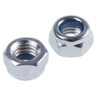 RS PRO Bright Zinc Steel Nylon Insert Locknut, M5, DIN 985 122-4371