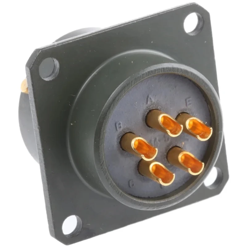 Amphenol Limited 62GB Straight 5 Way Box Mount MIL Spec Circular Connector Female Olive, Male Contacts 62GB-12E14-05PN