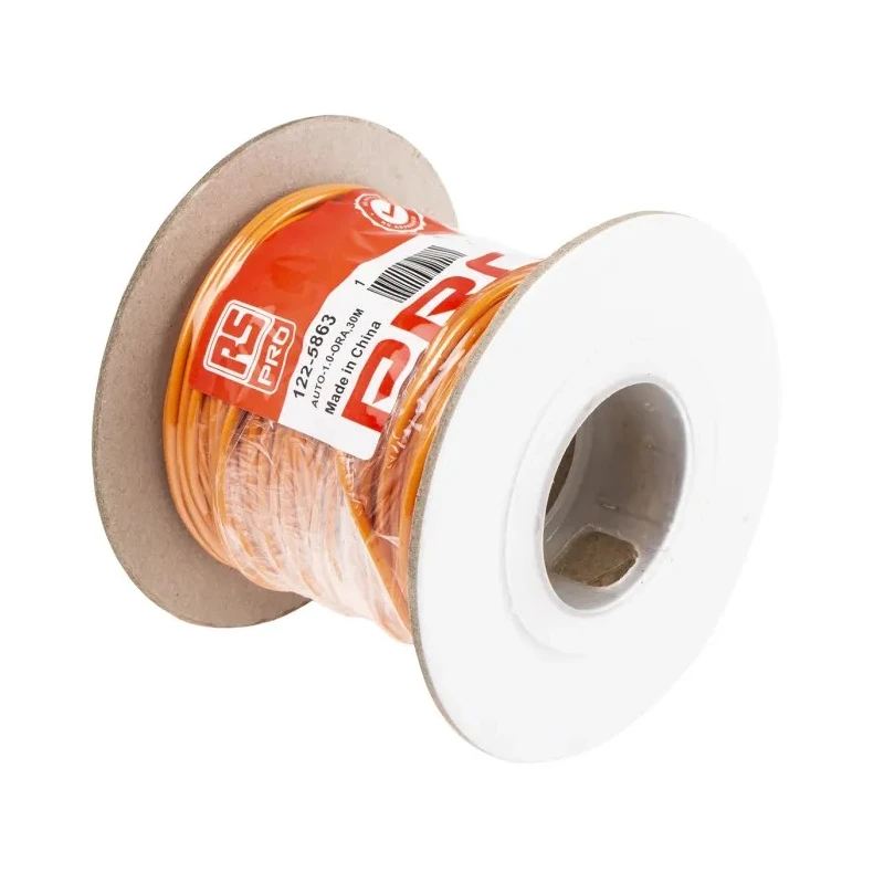 RS PRO Orange Hook Up Wire 57/0.15 mm Core Strands 30 m Polyvinyl Chloride 600V 100°C 122-5863