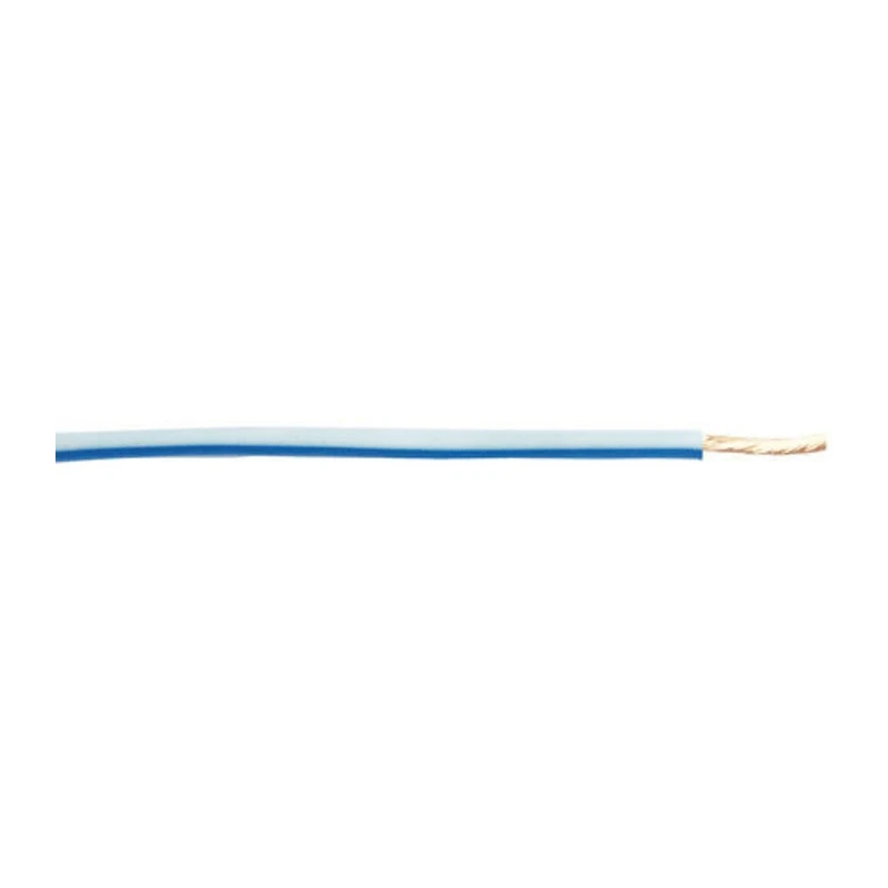RS PRO Blue and White Automotive Hook Up Wire, 57/0.15 mm Core Strands, 2.7 mm OD, 600V, 30 m Length, Polyvinyl 122-5870