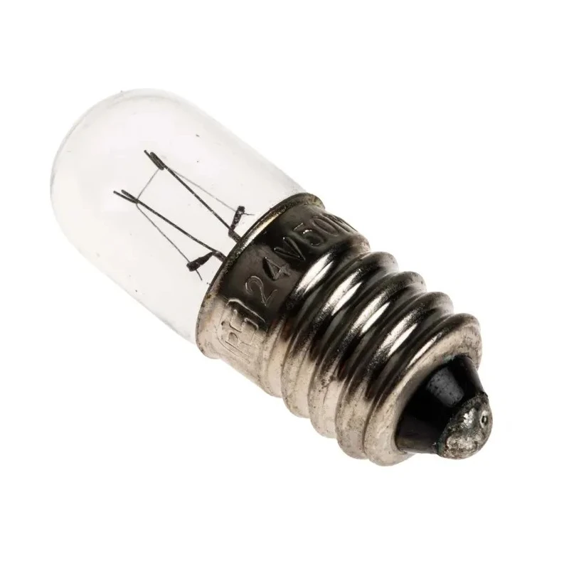 RS PRO Filament Indicator Light Clear Lens E10 Base 24V 50mA 10mm Diameter 28mm Length 5000h Lifespan 104-828