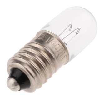 RS PRO E10 Indicator Light Clear Lens 28V 40mA 40000h T3 1/4 Tubular MES Filament 10mm Diameter 28mm Length 104-799
