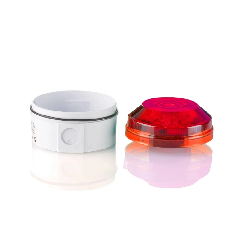 Moflash Industrial Red Flashing LED Beacon 280V AC/DC, Rear and Side Mount, ABS Housing, IP65 LED195-05WH-02