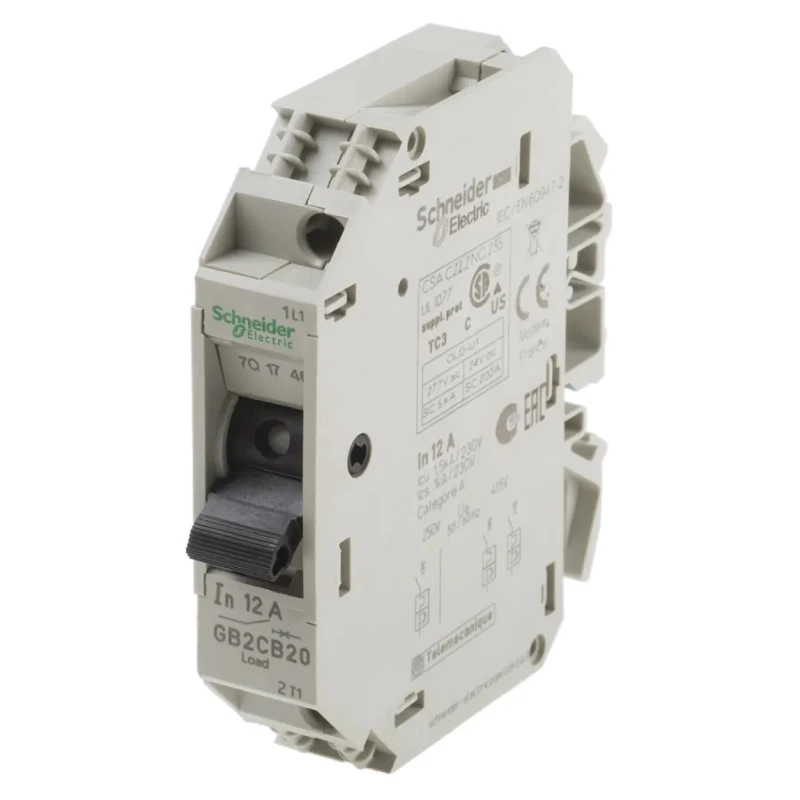 Schneider Electric TeSys GB2 Thermal Circuit Breaker 12A 1-Pole DIN Rail Mount GB2CB20