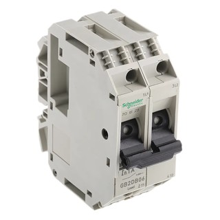 Schneider Electric TeSys TeSyS GB2 Thermal Circuit Breaker 1A Current Rating 2-Pole DIN Rail Mount GB2DB06