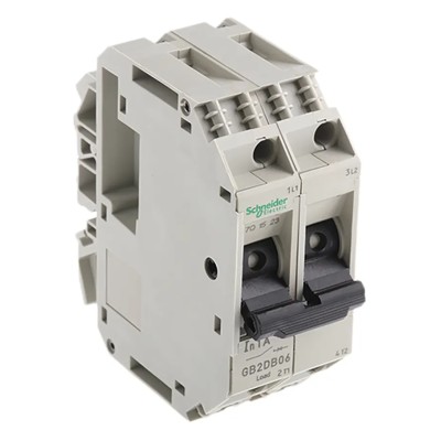 Schneider Electric TeSys TeSyS GB2 Thermal Circuit Breaker 1A Current Rating 2-Pole DIN Rail Mount GB2DB06