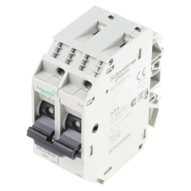 Schneider Electric TeSys GB2 Thermal Magnetic Circuit Breaker 5A 2-Pole DIN Rail Mount GB2DB10