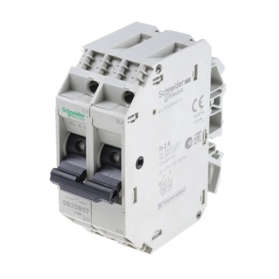 Schneider Electric TeSyS GB2 Thermal Circuit Breaker 2A Current Rating 2-Pole DIN Rail Mount GB2DB07