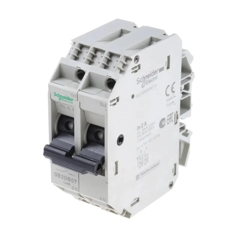 Schneider Electric TeSyS GB2 Thermal Circuit Breaker 2A Current Rating 2-Pole DIN Rail Mount GB2DB07