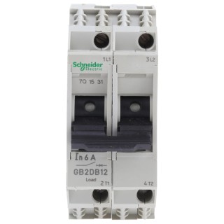 Schneider Electric TeSys GB2 Thermal Circuit Breaker 6A Current Rating 2-Pole DIN Rail Mount GB2DB12