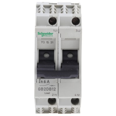 Schneider Electric TeSys GB2 Thermal Circuit Breaker 6A Current Rating 2-Pole DIN Rail Mount GB2DB12