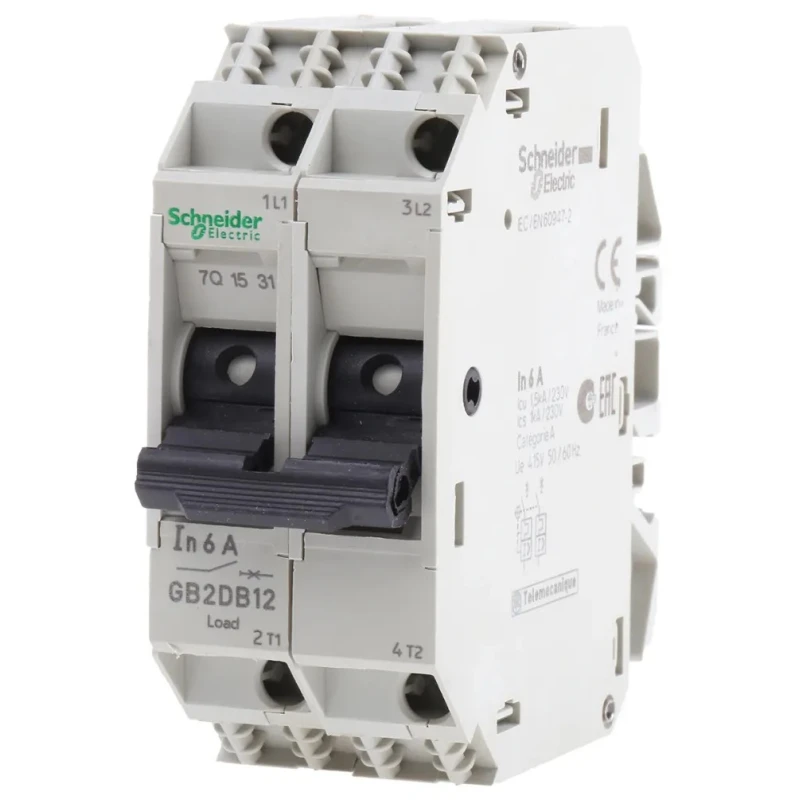 Schneider Electric TeSys GB2 Thermal Circuit Breaker 6A Current Rating 2-Pole DIN Rail Mount GB2DB12