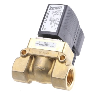 Burkert Solenoid Valve 2 Port NC Brass Body 12mm Orifice 230V ac 50 bar Maximum Pressure 134593