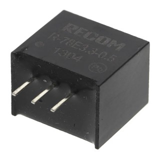 Recom Switching Regulator, Through Hole Mount, 12V DC Output, 28V DC Max Input, 500 mA Output Current, 6W Power R-78E12-0.5