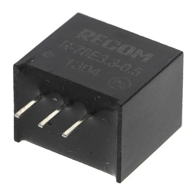 Recom Switching Regulator, Through Hole Mount, 12V DC Output, 28V DC Max Input, 500 mA Output Current, 6W Power R-78E12-0.5