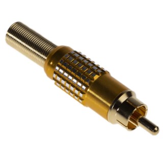RS PRO Yellow Straight Cable RCA Plug with Gold Contact Plating and Aluminium Housing 106-969