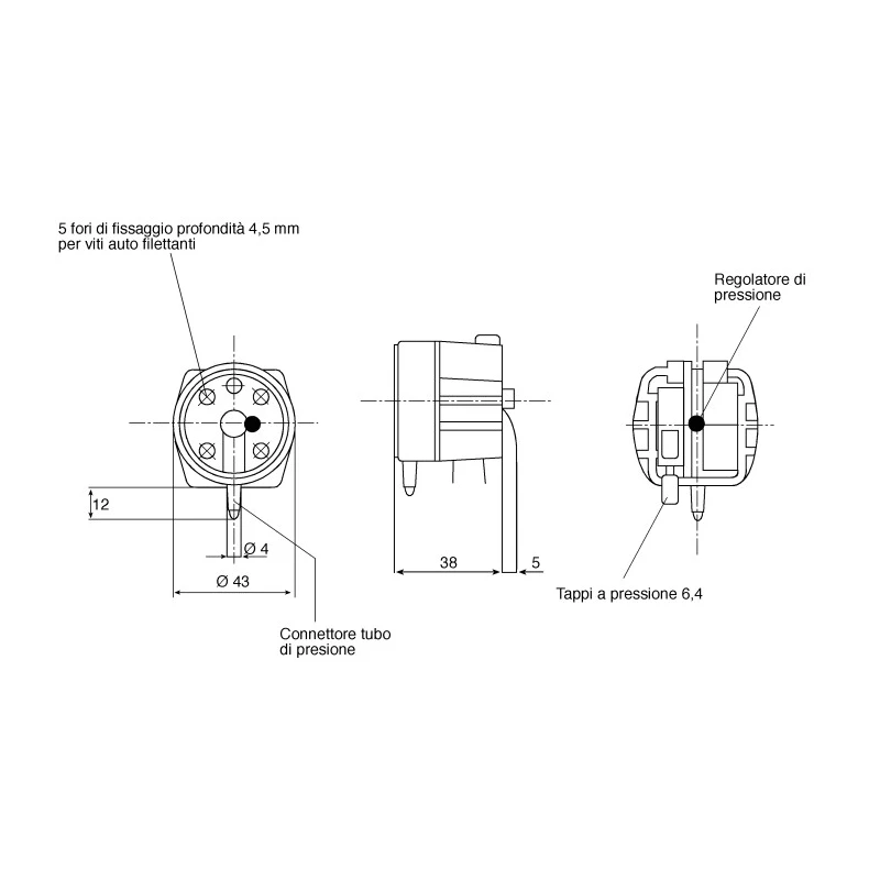 Herga 6731 Series Adjustable Low Pressure Sensor with Relay Output 0.72 psi to 1.8 psi 250V AC 6731-0027