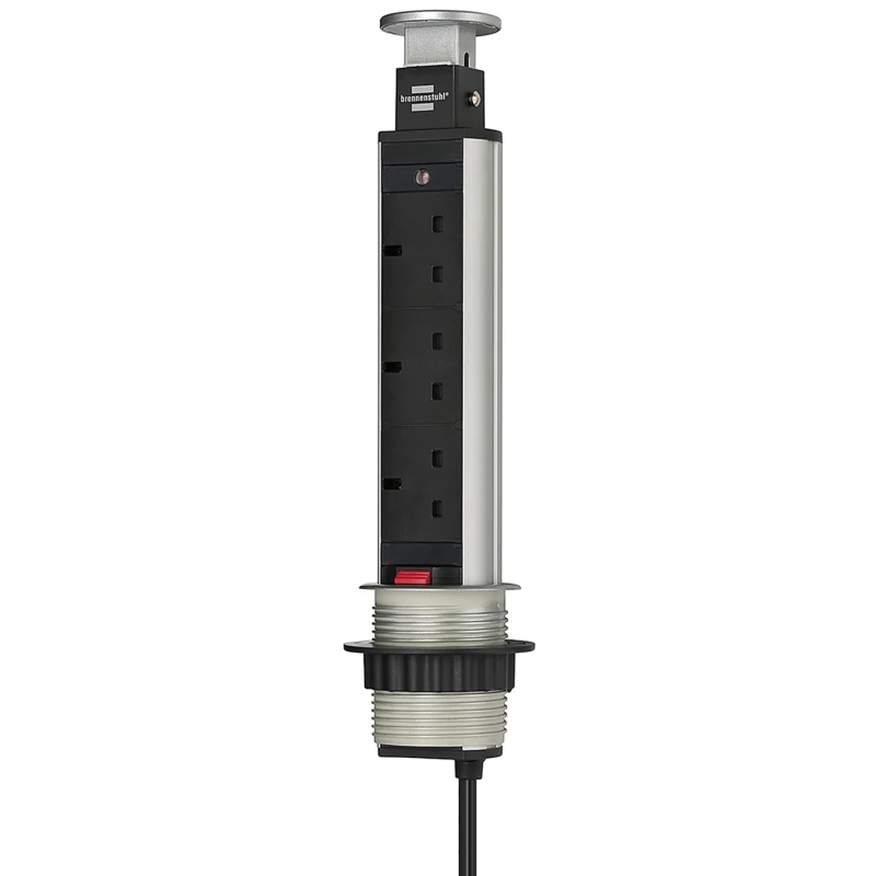 brennenstuhl 2 m 3 Socket Type G Extension Lead Kit, 250V AC, IP20, Switchable, Tower Power Series 1396203003