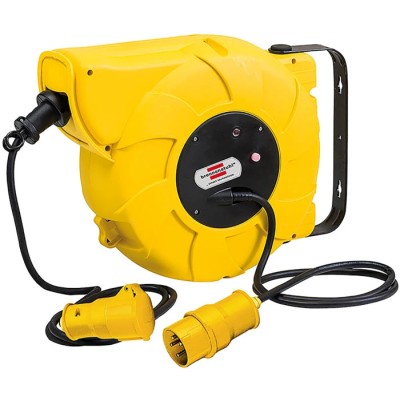 brennenstuhl 18 m 1 Socket BS4343/EN60309 110V-16A Automatic Rewind Hose Reel Cable Reel 1241003110
