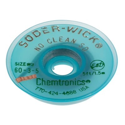 Chemtronics 1.5 m Lead Free No Clean De-Soldering Braid Width 2mm 60-3-5