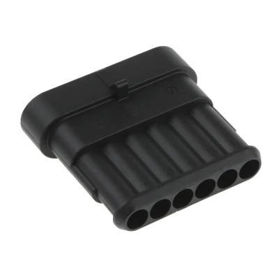 TE Connectivity AMP Superseal 1.5 Connector Housing Male Black Cable 6 Way Crimp Termination 282108-1